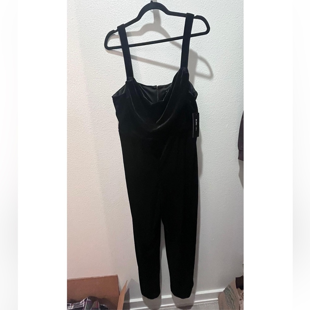 NWT Velvet Drape Neck Jumpsuit